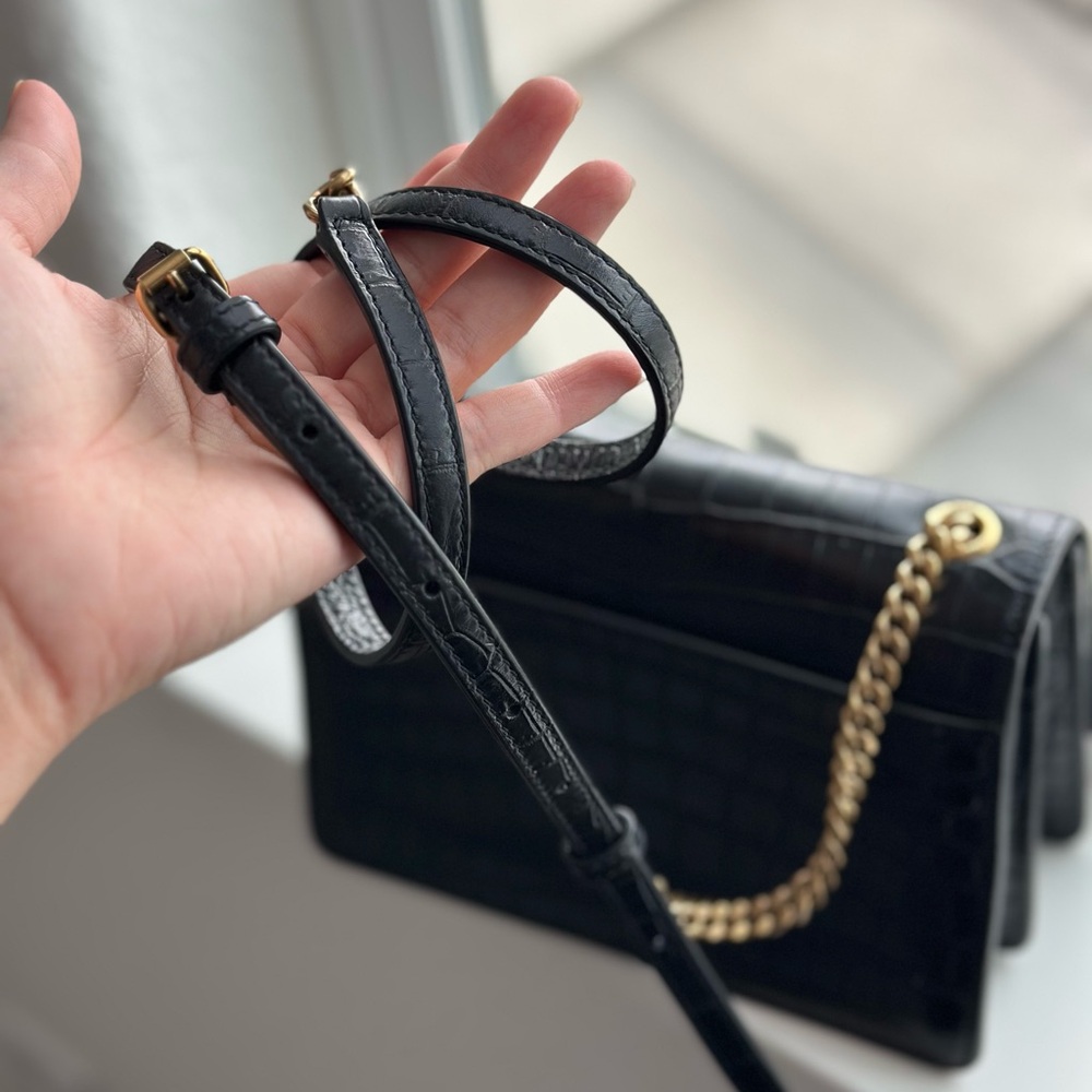 Yves Saint Laurent Black Croc-Pattern Crossbody Bag - Picture 15 of 16
